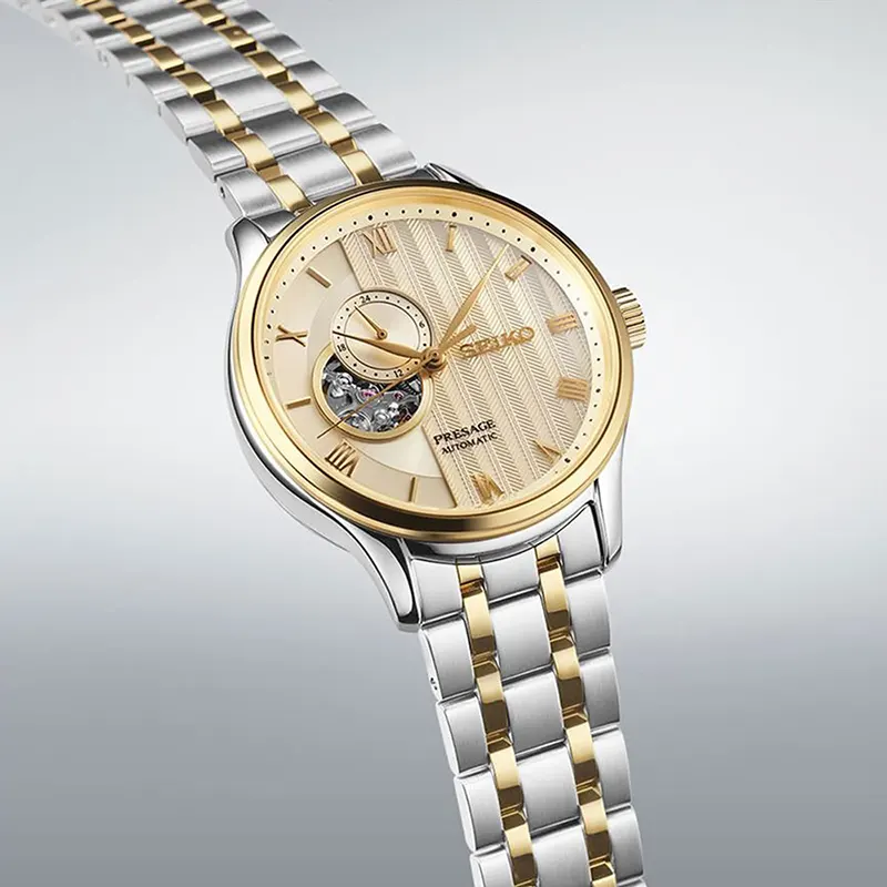 Seiko Presage Japanese Two-Tone Garden Open Heart Men's Watch- SSA464